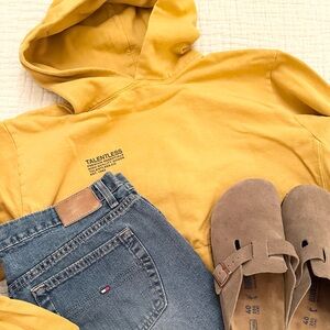 TALENTLESS Yellow 100% Organic Cotton Oversized Men’s Hoodie Size M